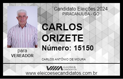 Candidato CARLOS ORIZETE 2024 - PIRACANJUBA - Eleições