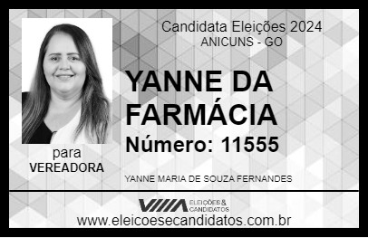 Candidato YANNE DA FARMÁCIA 2024 - ANICUNS - Eleições