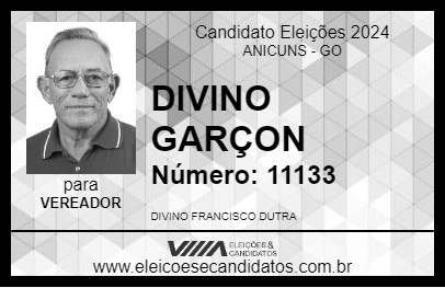 Candidato DIVINO GARÇON 2024 - ANICUNS - Eleições