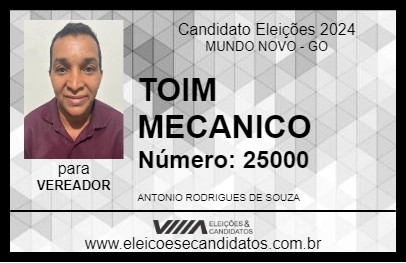 Candidato TOIM MECANICO 2024 - MUNDO NOVO - Eleições