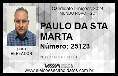 Candidato PAULO DA STA MARTA 2024 - MUNDO NOVO - Eleições