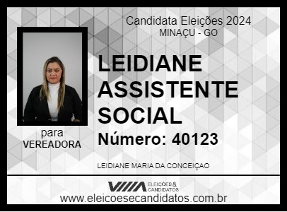 Candidato LEIDIANE ASSISTENTE SOCIAL 2024 - MINAÇU - Eleições