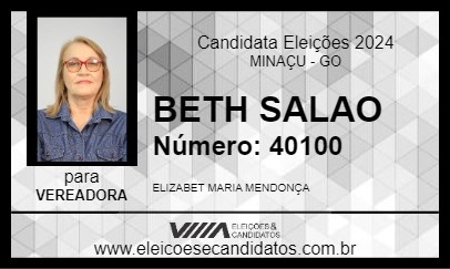 Candidato BETH DO SALÃO 2024 - MINAÇU - Eleições