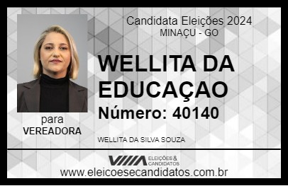 Candidato WÉLLITA DA EDUCAÇÃO 2024 - MINAÇU - Eleições