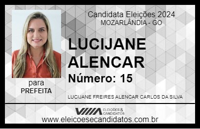 Candidato LUCIJANE ALENCAR 2024 - MOZARLÂNDIA - Eleições