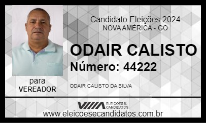 Candidato ODAIR CALISTO 2024 - NOVA AMÉRICA - Eleições