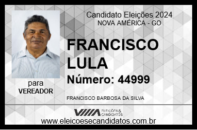 Candidato FRANCISCO 2024 - NOVA AMÉRICA - Eleições