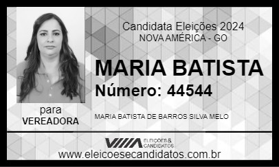 Candidato MARIA BATISTA 2024 - NOVA AMÉRICA - Eleições