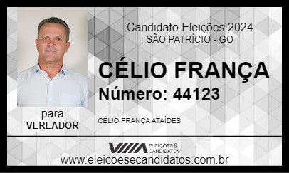 Candidato CÉLIO FRANÇA 2024 - SÃO PATRÍCIO - Eleições