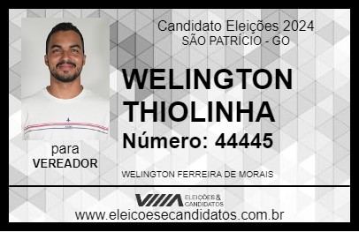 Candidato WELINGTON THIOLINHA 2024 - SÃO PATRÍCIO - Eleições