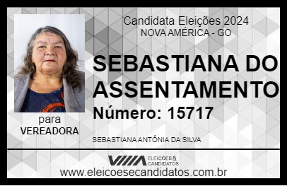 Candidato SEBASTIANA DO ASSENTAMENTO 2024 - NOVA AMÉRICA - Eleições