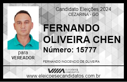 Candidato FERNANDO OLIVEIRA CHEN 2024 - CEZARINA - Eleições