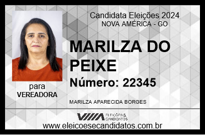 Candidato MARILZA DO PEIXE 2024 - NOVA AMÉRICA - Eleições