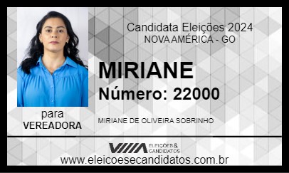 Candidato MIRIANE 2024 - NOVA AMÉRICA - Eleições