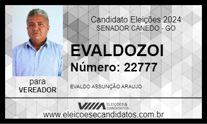 Candidato EVALDOZOI 2024 - SENADOR CANEDO - Eleições