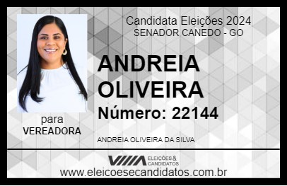 Candidato ANDREIA OLIVEIRA 2024 - SENADOR CANEDO - Eleições