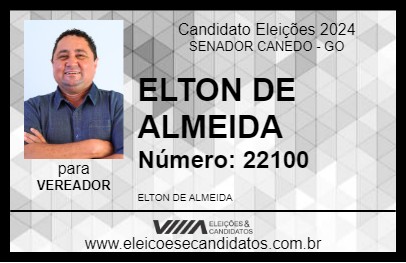 Candidato ELTON DE ALMEIDA 2024 - SENADOR CANEDO - Eleições