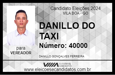 Candidato DANILLO DO TAXI 2024 - VILA BOA - Eleições