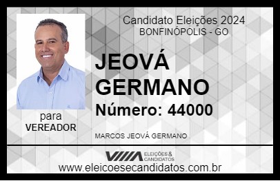 Candidato JEOVÁ GERMANO 2024 - BONFINÓPOLIS - Eleições