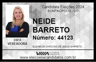 Candidato NEIDE BARRETO 2024 - BONFINÓPOLIS - Eleições