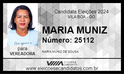 Candidato MARIA MUNIZ 2024 - VILA BOA - Eleições