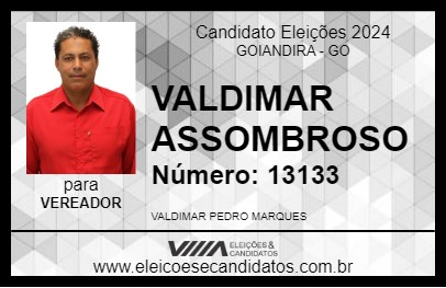 Candidato VALDIMAR ASSOMBROSO 2024 - GOIANDIRA - Eleições