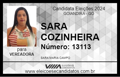 Candidato SARA COZINHEIRA 2024 - GOIANDIRA - Eleições