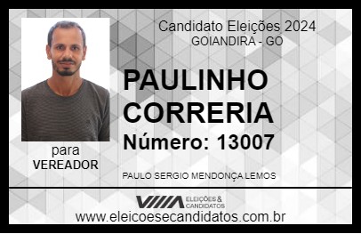 Candidato PAULINHO CORRERIA 2024 - GOIANDIRA - Eleições