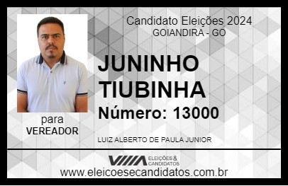 Candidato JUNINHO TIUBINHA 2024 - GOIANDIRA - Eleições