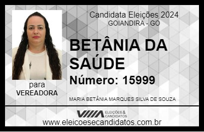 Candidato BETÂNIA DA SAÚDE 2024 - GOIANDIRA - Eleições