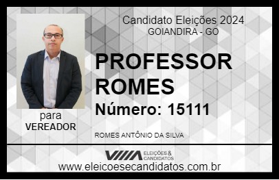 Candidato PROF. ROMES 2024 - GOIANDIRA - Eleições