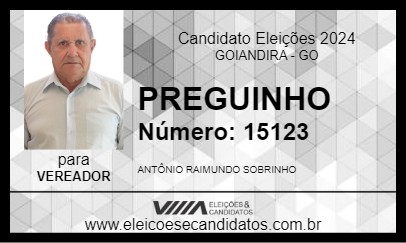 Candidato PREGUINHO 2024 - GOIANDIRA - Eleições