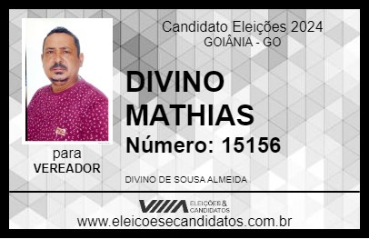 Candidato DIVINO MATHIAS 2024 - GOIÂNIA - Eleições