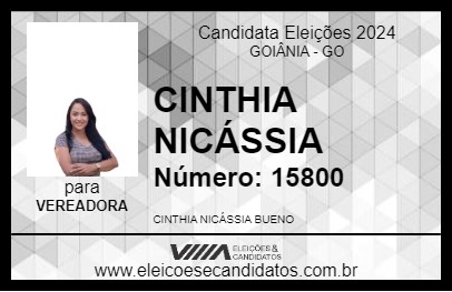 Candidato CINTHIA NICÁSSIA 2024 - GOIÂNIA - Eleições