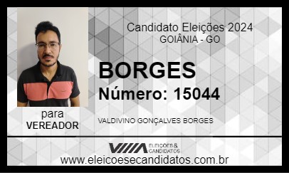 Candidato BORGES 2024 - GOIÂNIA - Eleições