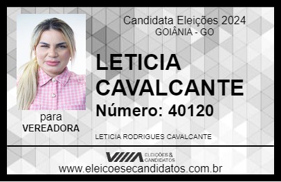 Candidato LETICIA CAVALCANTE 2024 - GOIÂNIA - Eleições