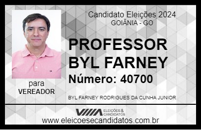 Candidato PROFESSOR BYL FARNEY 2024 - GOIÂNIA - Eleições