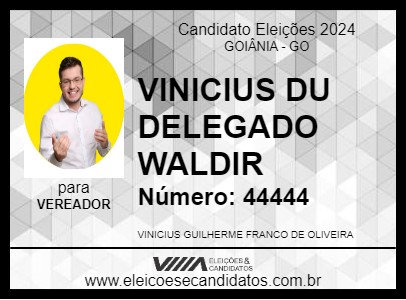 Candidato VINICIUS DU DELEGADO WALDIR 2024 - GOIÂNIA - Eleições