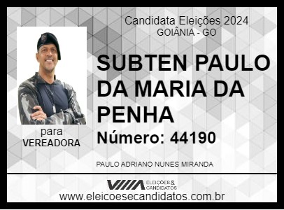 Candidato SUBTEN PAULO DA MARIA DA PENHA 2024 - GOIÂNIA - Eleições