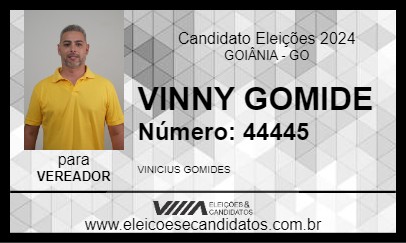 Candidato VINNY GOMIDE 2024 - GOIÂNIA - Eleições