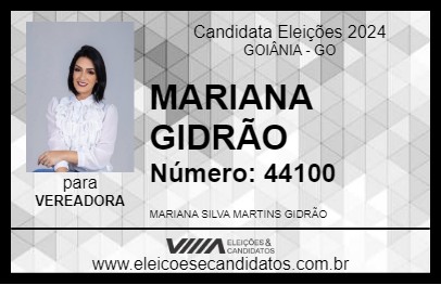 Candidato MARIANA GIDRÃO 2024 - GOIÂNIA - Eleições