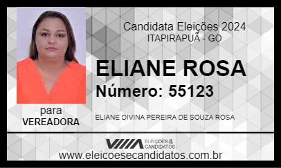 Candidato ELIANE ROSA 2024 - ITAPIRAPUÃ - Eleições