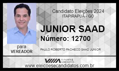 Candidato JUNIOR SAAD 2024 - ITAPIRAPUÃ - Eleições