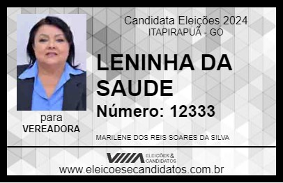 Candidato LENINHA DA SAUDE 2024 - ITAPIRAPUÃ - Eleições