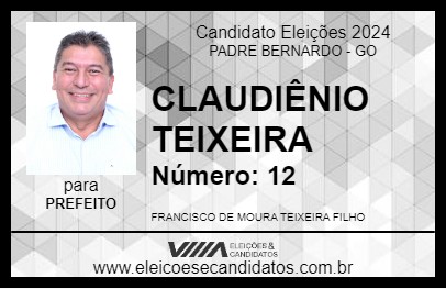 Candidato CLAUDIÊNIO TEIXEIRA 2024 - PADRE BERNARDO - Eleições