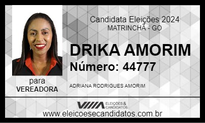 Candidato DRIKA AMORIM 2024 - MATRINCHÃ - Eleições