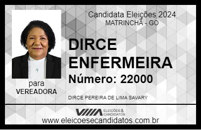 Candidato DIRCE ENFERMEIRA 2024 - MATRINCHÃ - Eleições