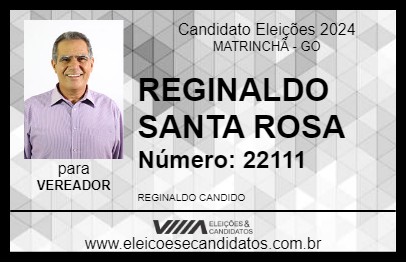 Candidato REGINALDO SANTA ROSA 2024 - MATRINCHÃ - Eleições