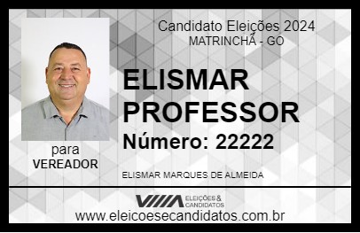 Candidato ELISMAR PROFESSOR 2024 - MATRINCHÃ - Eleições