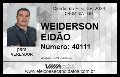 Candidato WEIDERSON EIDÃO 2024 - CROMÍNIA - Eleições